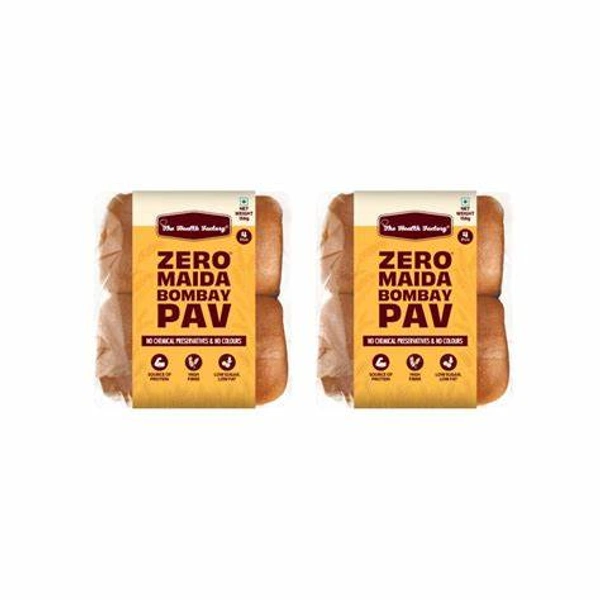 The Health Factory Zero Maida Bombay Pav (4 Pieces) - Pack of 2 - 312 gm