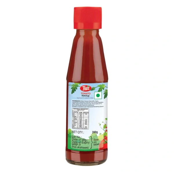 Tops Tomato Ketchup Glass Bottle - 200 gm - 200 gm