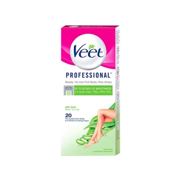 Veet Hair Removal Wax Strips (Dry Skin) - (20 Strips) - 1 Pack