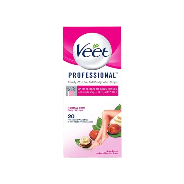 Veet Hair Removal Wax Strips (Normal Skin) - (20 Strips) - 1 Pack