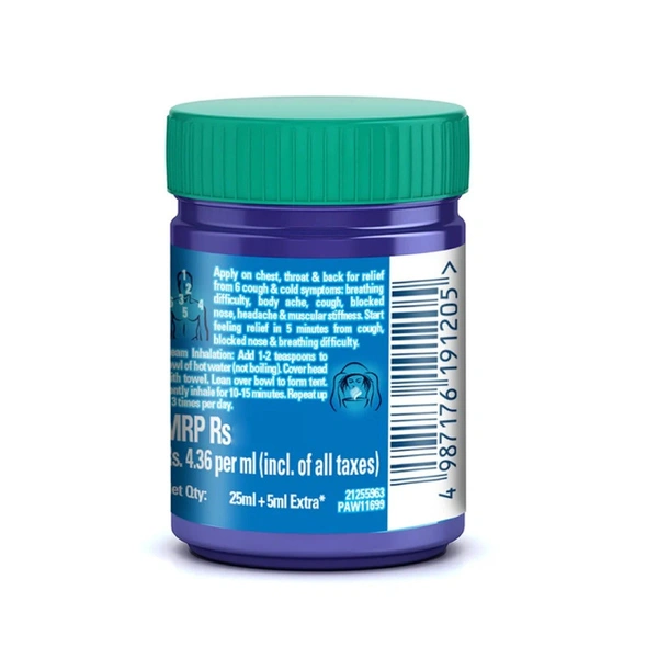 Vicks VapoRub Chest rubs & balms (Relieve Cold, Cough & Blocked Nose) - 25 ml - 25 ml