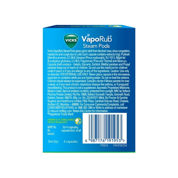 Vicks VapoRub Steam Pods - 4 Pieces - 4 Pieces