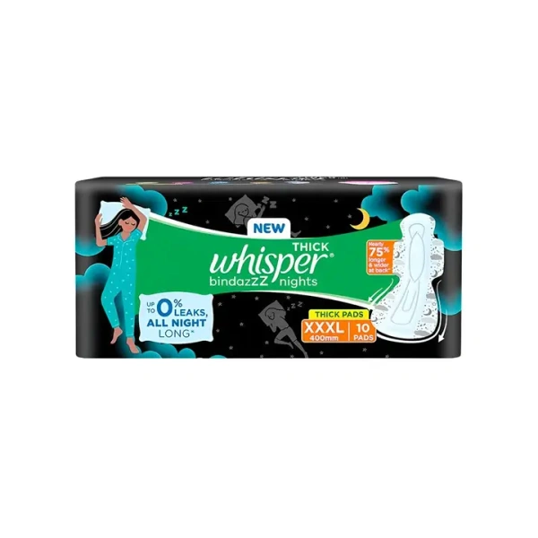 Whisper bindazzz Nights Sanitary Pads (10 Pieces) - 10 Pieces
