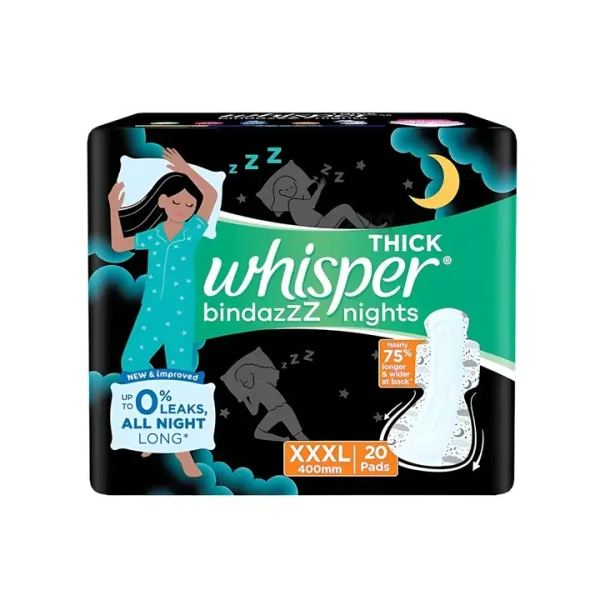 Whisper bindazzz Nights Sanitary Pads (20 Pieces) - 20 Pieces