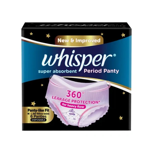 Whisper Super Absorbent Period Panty (M-L) - 6 Pieces - 6 Pieces