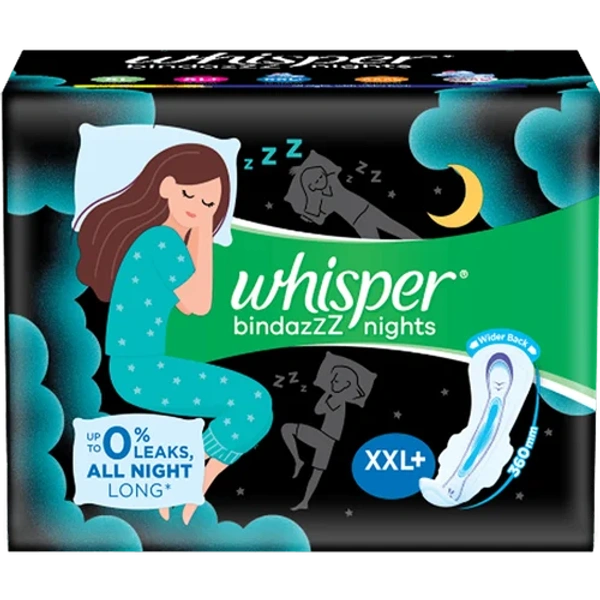 Whisper Ultra Bindaz Night Sanitary Pads (XL+ Wings) - 7 Pieces - 7 Pieces
