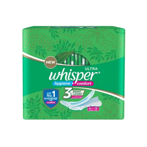 Whisper Ultra Clean Sanitary Pads (15 Pieces) - 15 Pieces