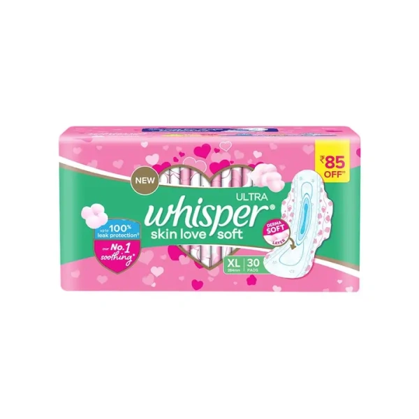 Whisper Ultra Skin Love Soft Sanitary Pads (30 Pieces) - (XL) - 30 Pieces