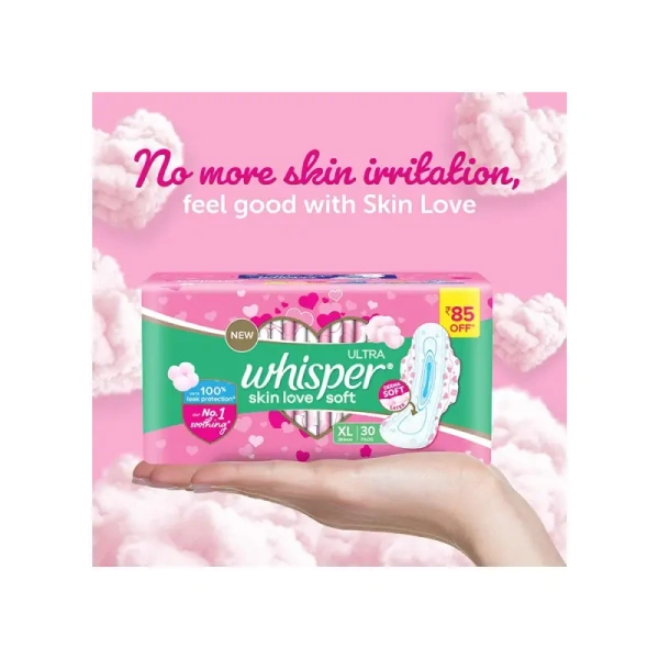 Whisper Ultra Skin Love Soft Sanitary Pads (30 Pieces) - (XL) - 30 Pieces