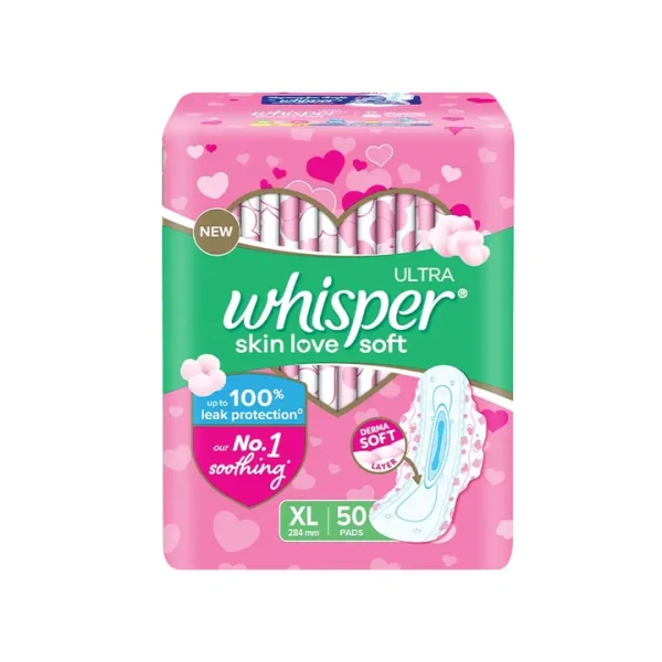 Whisper Ultra Skin Love Soft Sanitary Pads (50 Pieces) - (XL) - 50 Pieces