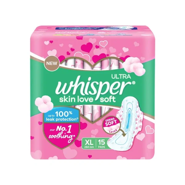 Whisper Ultra Soft Air Fresh Pores Sanitary Pads - 15 Pieces
