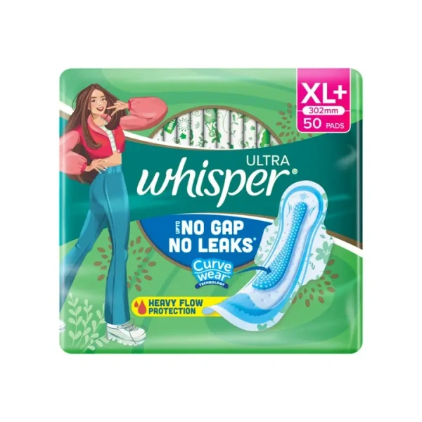 Whisper Ultra Upto No Gap No Leaks Sanitary Pads (50 Pieces) - 50 Pieces