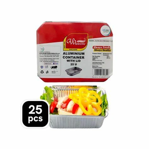Wholesome Aluminium Disposable Food Container (250 ml) - 1 pack (25 pieces)