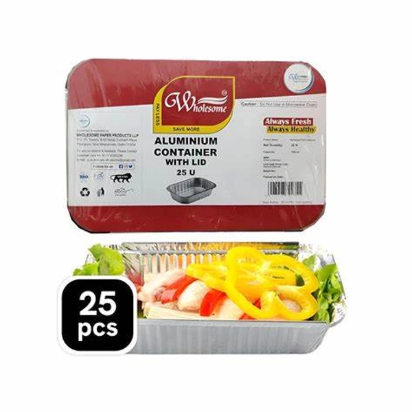 Wholesome Aluminium Disposable Food Container (750 ml) - 1 pack (25 pieces)
