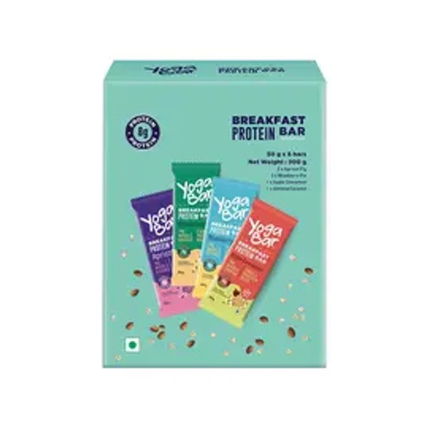 Yoga Bar Assorted Breakfast Protein Bar Pack Of 6 - (6*50 gm) - 300 gm - 300 gm