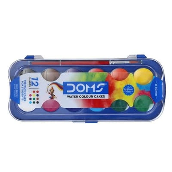 DOMS Water Colour Cakes - 12 Shades + 1 Brush - 1 set
