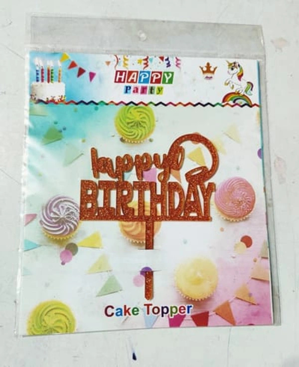 HAPPY BIRTHDAY Cake Topper Golden- 1pc ( Design 015) - 1 pc