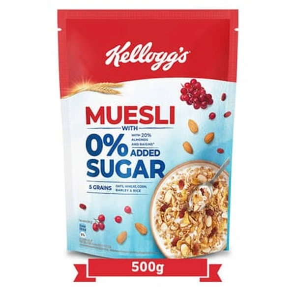 Kellog's Muesli 0% Added Sugar 5 Grains- 500 g - 500 gm