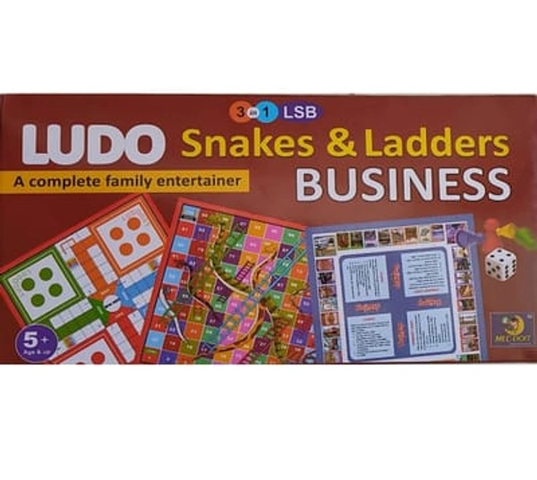 Ludo, Snakes & Ladder & Business ( 3 in 1 Board Game)- 1 set - 1 set