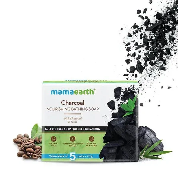 mamaearth Charcoal Bathing Soap-4+1 Offer Pack - 1 Offer Pack