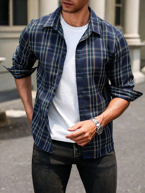 Premium SURPLUS Checks OG shirt - L, Cornflower Blue