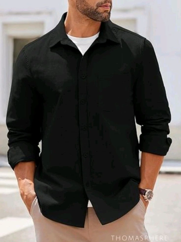 Premium Black Solid Shirts - Black, L