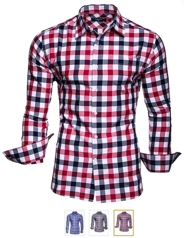 Premium Imported Check Shirts - M, Brick Red
