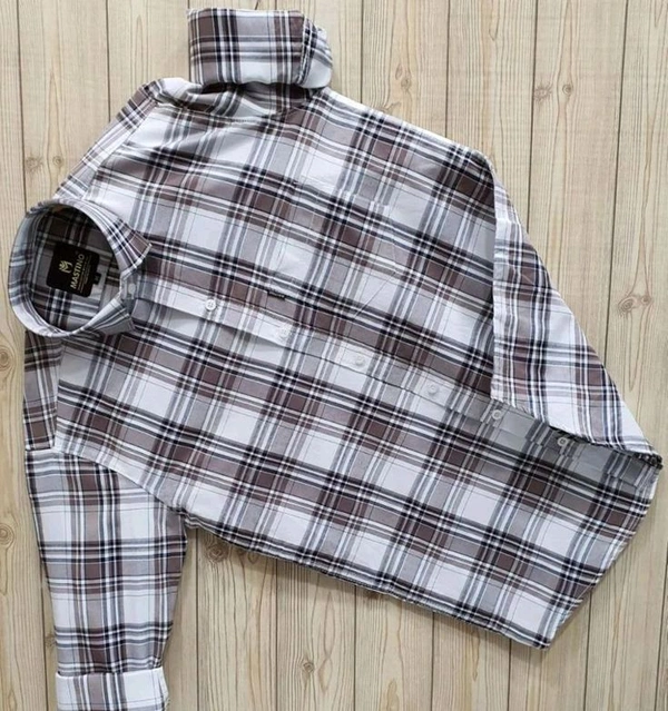 Premium Imported Check Shirts - L, Nutmeg Wood Finish
