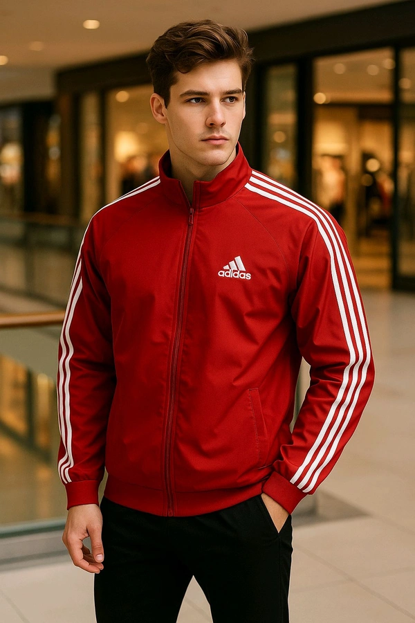 Premium Athletic Upper Wear With Zipper - Red, Xl