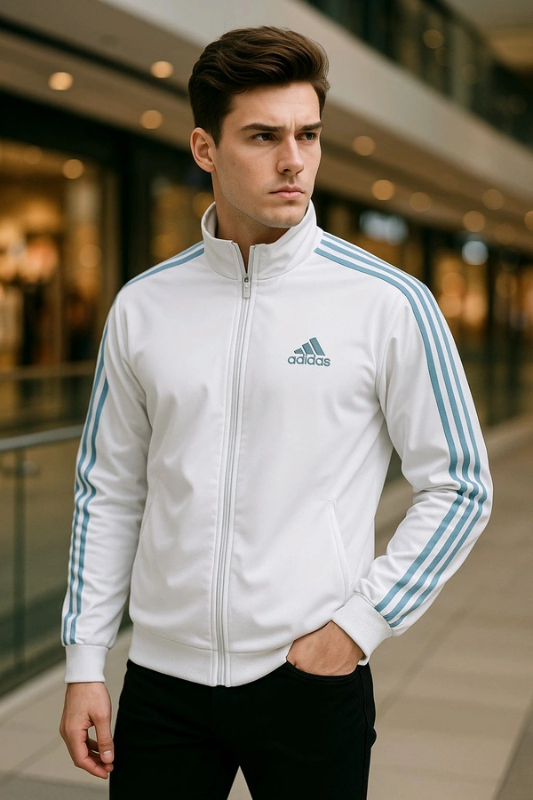 Premium Athletic Upper Wear With Zipper - Xl, White