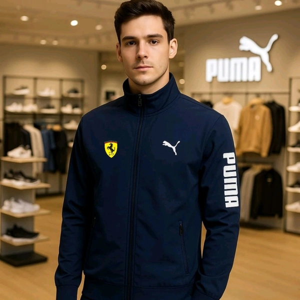 Puma Premium Athletic Upper Wear With Zipper - L, Blue