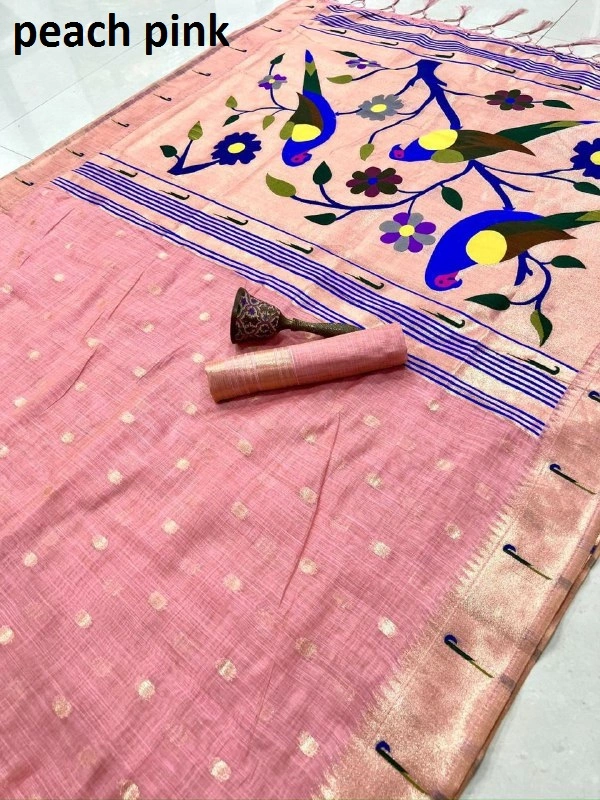 Exclusive Paithani Muga Cotton Saree | Rich Zari Weaving & Running Blouse