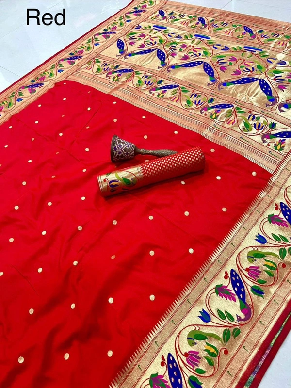 Paithani Silk Saree: Traditional Zari Weaving Paithani Saree with Peacock Border & Butti Work | Festive & Wedding Collection