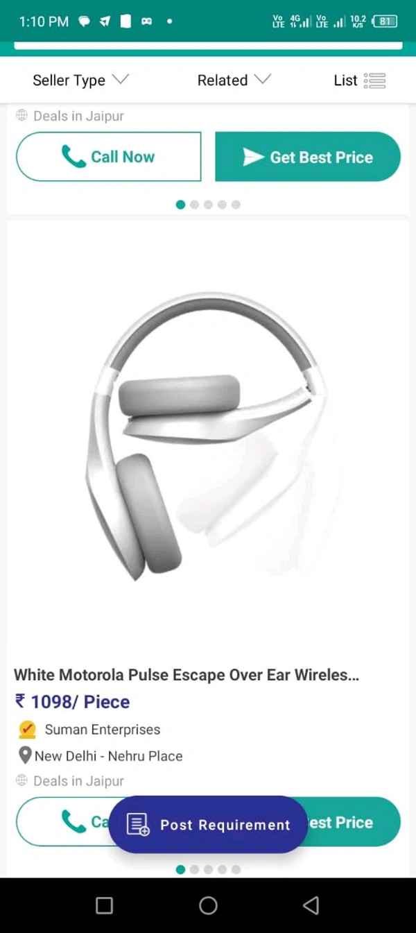 White Motorola pulse Escape Over Ear Wireless Head-Phone - White