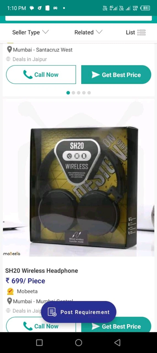 SH20 Wireless Head-Phone - Black