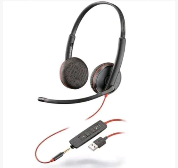 Plantronic Poly Black wire 3225 Binaural Headphone - Black