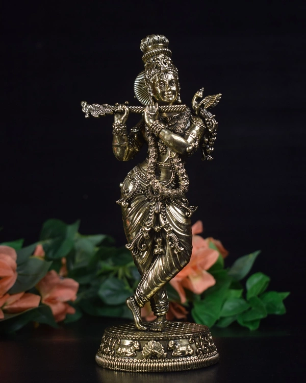 Brass Fine art Krishna idol