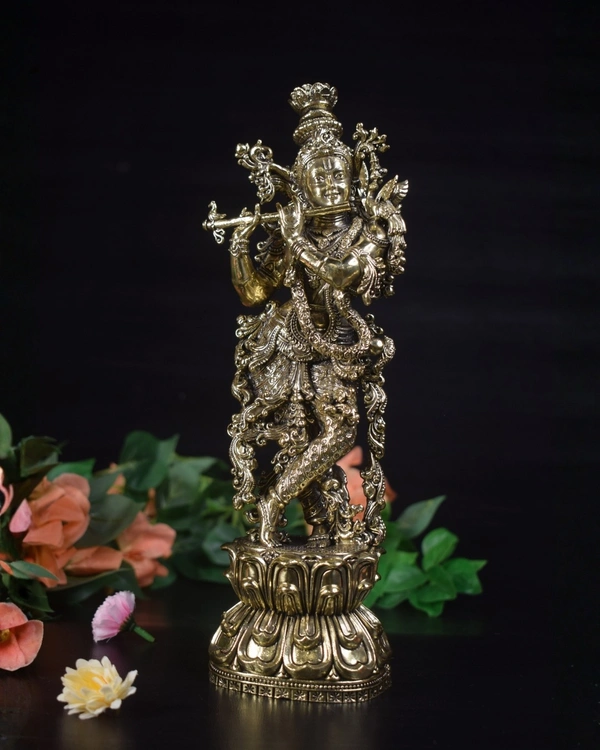 Brass Fine art Krishna idol