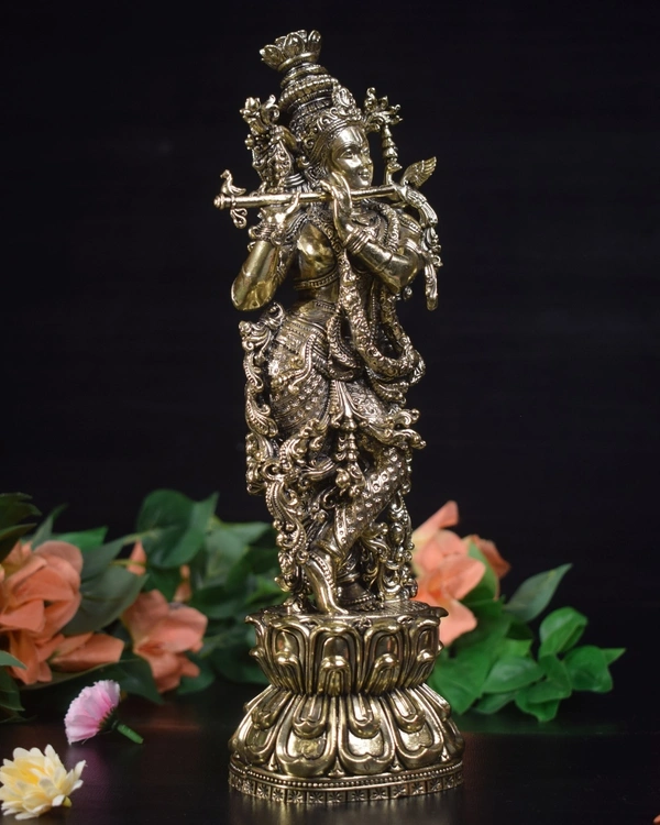 Brass Fine art Krishna idol