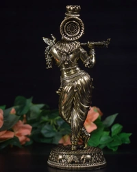 Brass Fine art Krishna idol