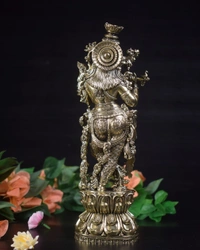 Brass Fine art Krishna idol