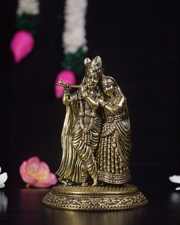 Brass Round Base Fine Art Radha krishna Statue For Wedding Gifts