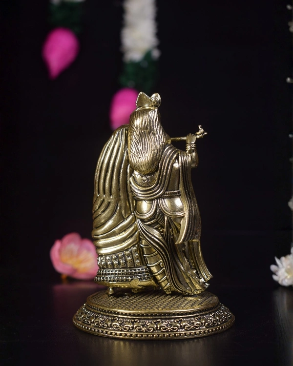 Brass Round Base Fine Art Radha krishna Statue For Wedding Gifts