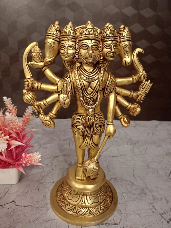 Brass Panchamukhi Hanuman Statue 