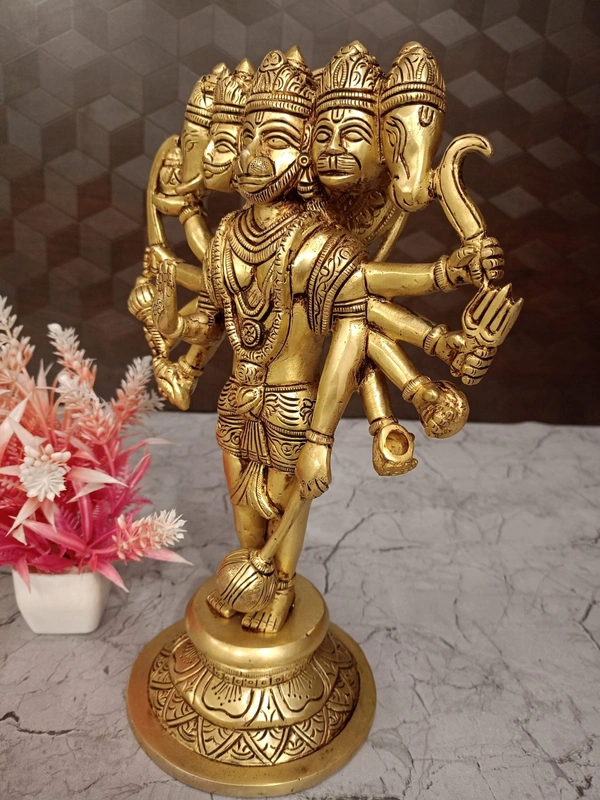 Brass Panchamukhi Hanuman Statue 