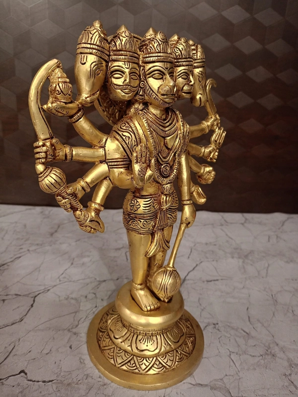 Brass Panchamukhi Hanuman Statue 