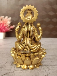 Brass Fine Art Lakshmi Sitting On Lotus Statue