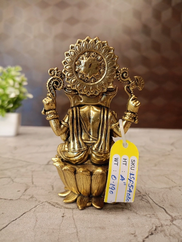 Brass Fine Art Ganesha Sitting On Lotus Base idol 