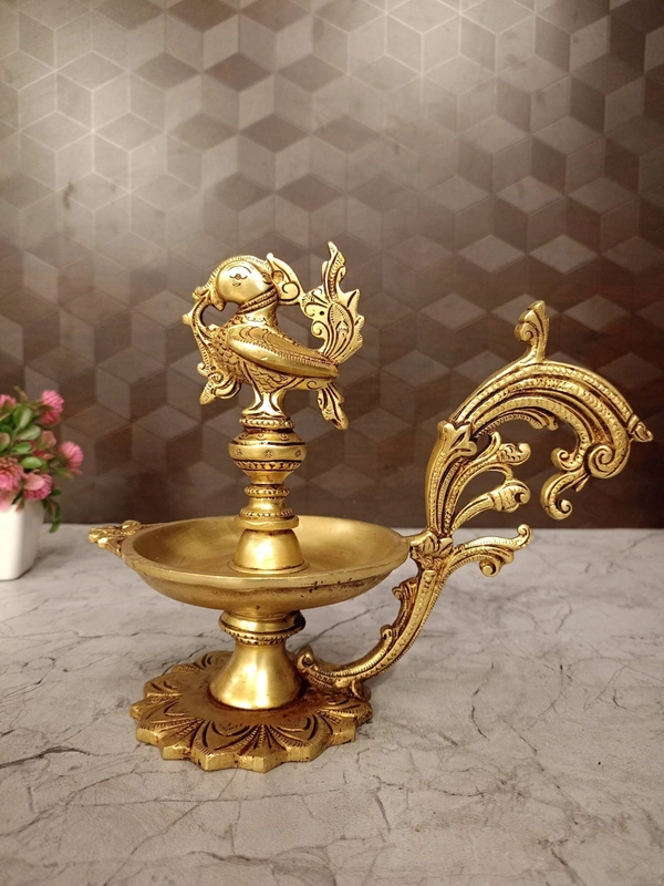 DecorsOne Buy Pure Brass Designer Annam Diya 7.5″, Superfine & Handicraft Idol