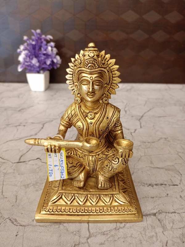 Brass Annapoorani Statue For Pooja / Wisdom and Enlightenment 